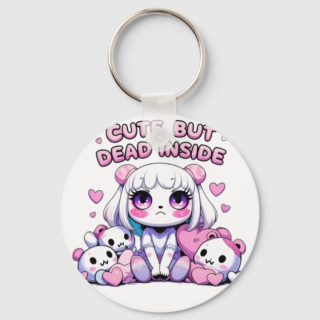 Cute but Dead Inside Aesthetic Keychain - Kawaii G Nyckelring (Framsida)