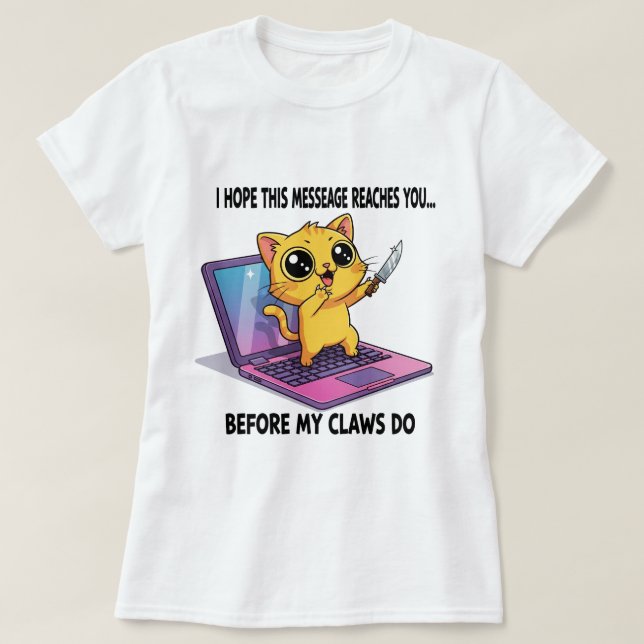 Cute but Deadly Cat Meme - Funny Internet Kattunge T Shirt (Design framsida)
