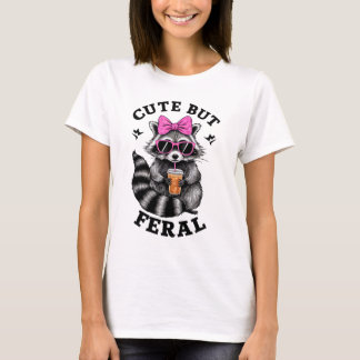Cute but Feral Funny Colorful Racoon Wi WiFi T Shirt