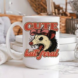 Cute but Feral Possum: Vintage Sarkastic Humor Kaffemugg