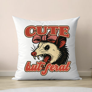 Cute but Feral Possum: Vintage Sarkastic Humor Kudde