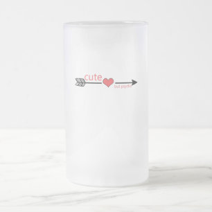 Cute but Psycho Black Arrow Red Heart Frostat Ölglas
