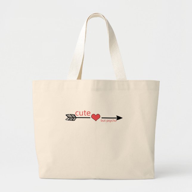 Cute but Psycho Black Arrow Red Heart Jumbo Tygkasse (Framsidan)