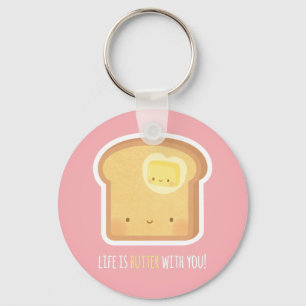 Cute Butter and Toast Better Together Keychain Nyckelring