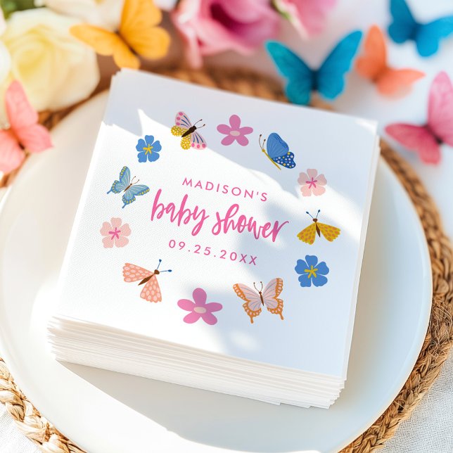 Cute Butterflies Baby Shower Pappersservett (Skapare uppladdad)