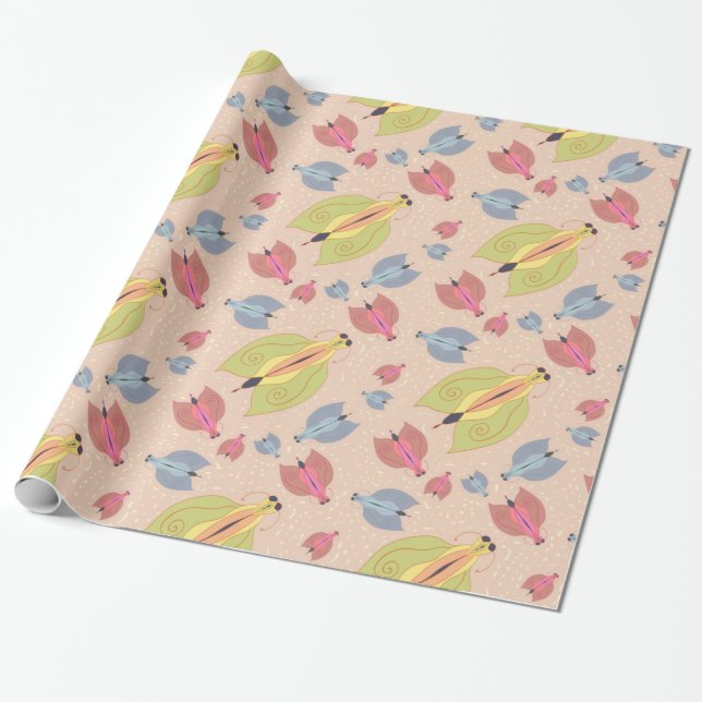 Cute Butterflies mönster Presentpapper (Utrullad)