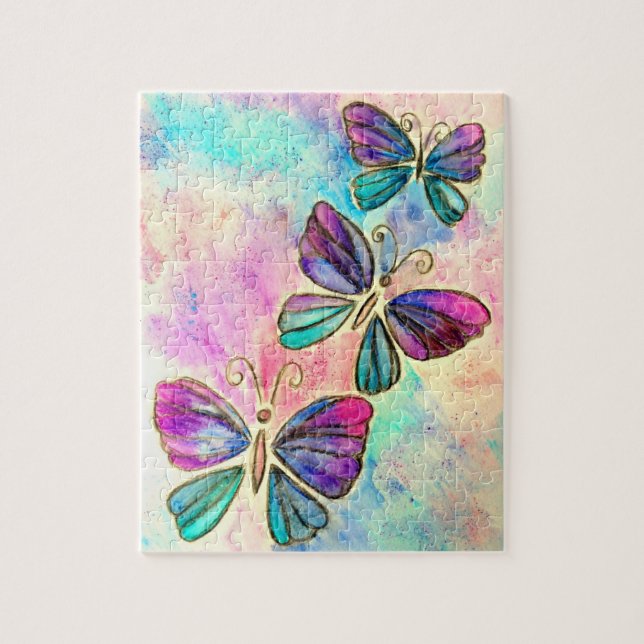 Cute Butterflies som flyger Jigszle Puzzle Pussel (Vertikal)