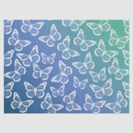 Cute Butterflies Söt Festive Mönster White Blue