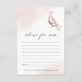 Cute Butterfly Advise for Morsa Baby Shower Tilläggskort