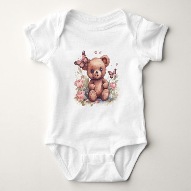 Cute Butterfly Bear T Shirt (Framsida)