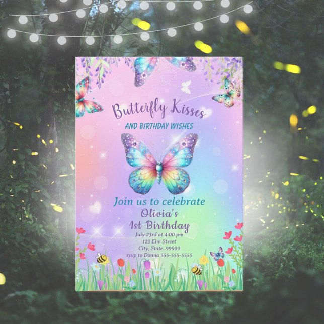 Cute Butterfly Birthday Call for Girl Inbjudningar (Skapare uppladdad)