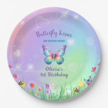 Cute Butterfly Birthday for Girl Papper Tallrikar