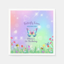 Cute Butterfly Birthday for Girl Papper Tallrikar