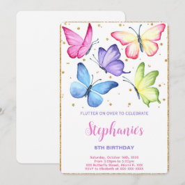 Cute Butterfly Birthday-inbjudan Inbjudningar