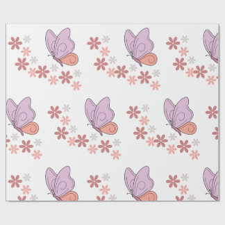 Cute Butterfly blommigt art Presentpapper