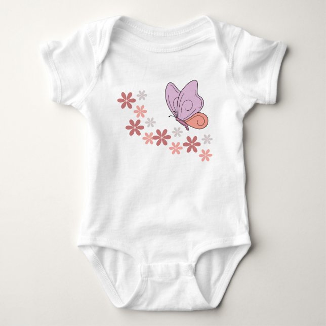 Cute Butterfly blommigt art T Shirt (Framsida)