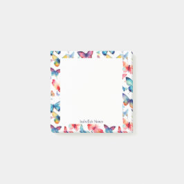 Cute Butterfly Colorful Watercolor Personalized Post-it Block
