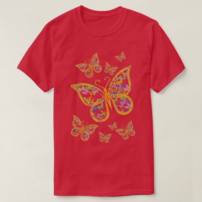 Cute Butterfly-design för kvinnor och manar T Shirt (Design framsida)