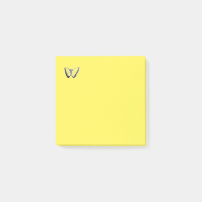 Cute Butterfly-design - skarp gult Post-it Notes Block (Framsida)