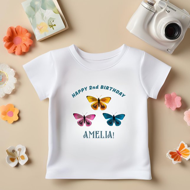 Cute Butterfly Girl Födelsedagsfest Guest of Honor T Shirt (Skapare uppladdad)