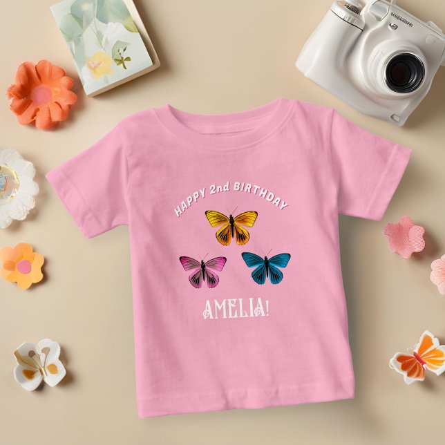 Cute Butterfly Girl Födelsedagsfest Guest of Honor T Shirt (Skapare uppladdad)