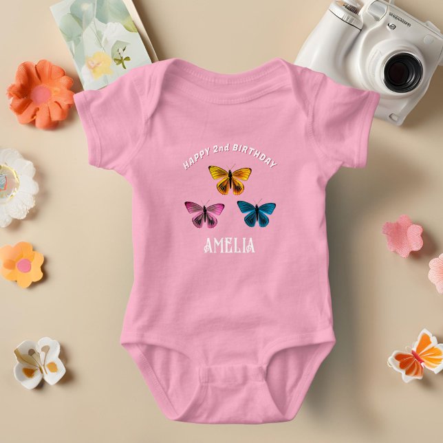 Cute Butterfly Girl Födelsedagsfest Guest of Honor T Shirt (Skapare uppladdad)