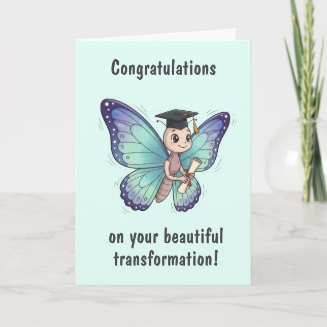 Cute Butterfly Graduation Card Kort (Framsida)