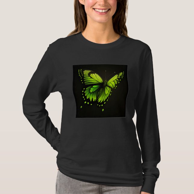 Cute Butterfly Illustration Lime Green Gorgeous Wo T Shirt (Framsida)
