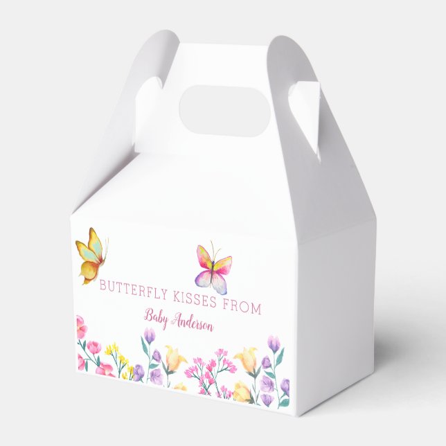 Cute Butterfly Kisses Vår Baby Shower Presentaskar (Framsidan Sidan)