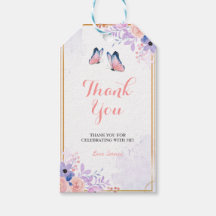 Cute Butterfly Lila Rosa Blommigt Girl Baby Shower