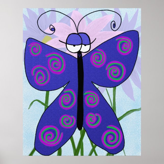 Cute Butterfly med en attitydmålning Poster (Framsidan)