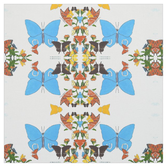 Cute Butterfly Mirrored Collage Pima Cotton Tyg (Provkarta)