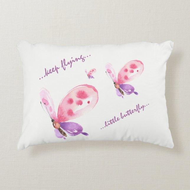 Cute Butterfly Pillow Child's Namn Prydnadskudde (Framsidan)