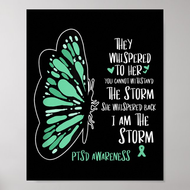 Cute Butterfly Ptsd Depression Prevention UMS armé Poster (Framsidan)