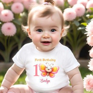 Cute Butterfly Rosa Blommigt Namn Girl Girl 1 Birt T Shirt