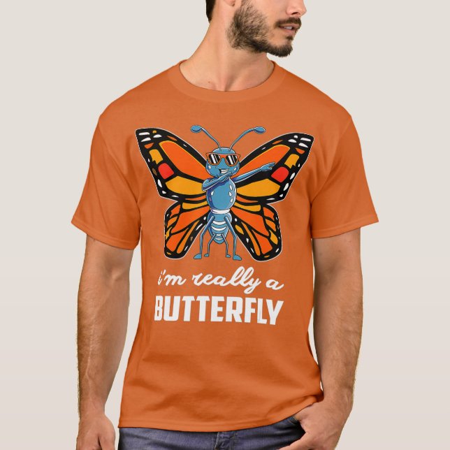 Cute Butterfly Shirt Dabbing Monarch Butterfly T (Framsida)