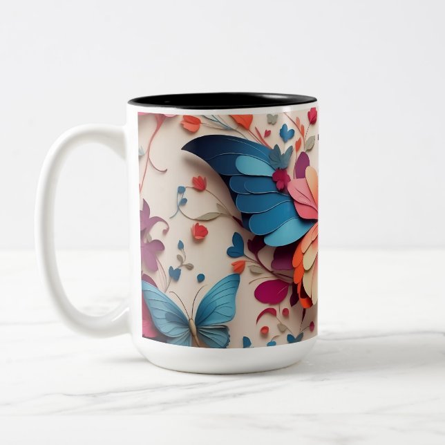 Cute Butterfly Två-Tonad Mugg (Vänster)