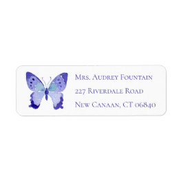 Cute Butterfly Watercolor Blue Lila Butterflies Returadress Etikett