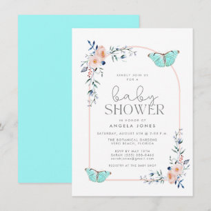 Cute Butterfly Whimsical Girl Baby Shower Inbjudningar