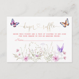 Cute Butterfly Wildblommor Meadow Diaper Raffle Tilläggskort