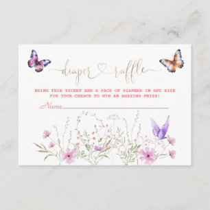 Cute Butterfly Wildblommor Meadow Diaper Raffle Tilläggskort