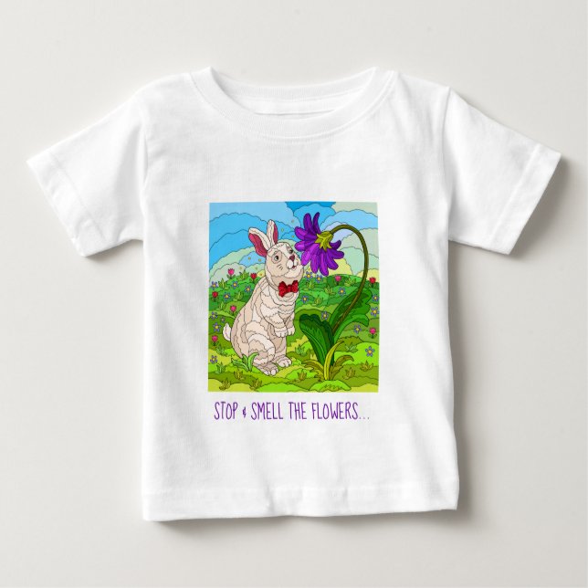 Cute Buuny, stoppa och spola blommorna! T Shirt (Framsida)