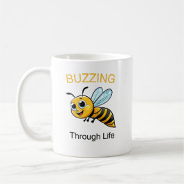 Cute buzzing bee cartoon kaffemugg