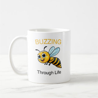 Cute buzzing bee cartoon kaffemugg