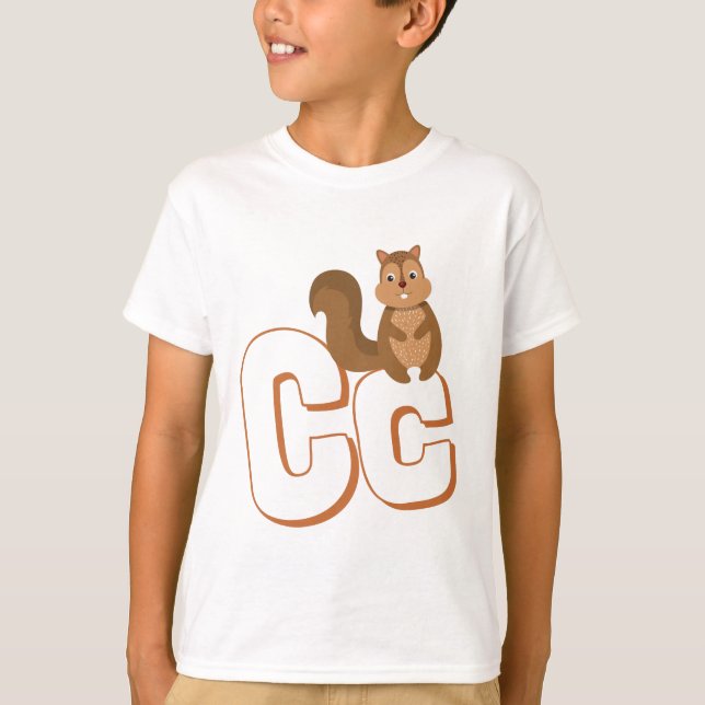 Cute C for Chipmunk - Kids ABCD English Alphabet T Shirt (Framsida)