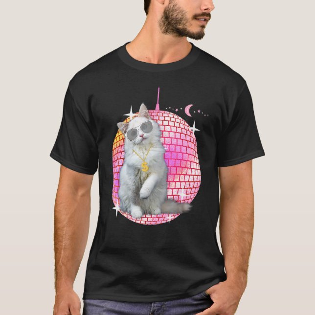 Cute Ca Cat Disco Retro Techno Dj Cat Party T T Shirt (Framsida)