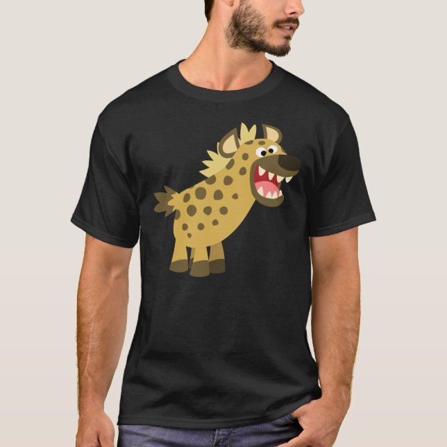 Cute Cackling Tecknad Hyena T-Shirt (Framsida)