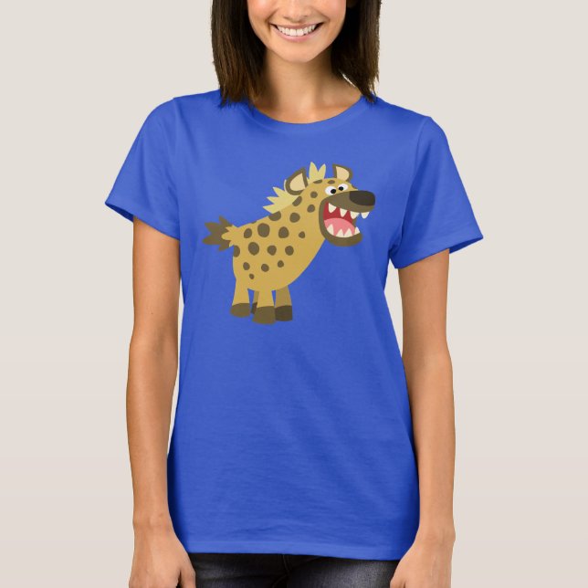 Cute Cackling Tecknad Hyena Women T-Shirt (Framsida)