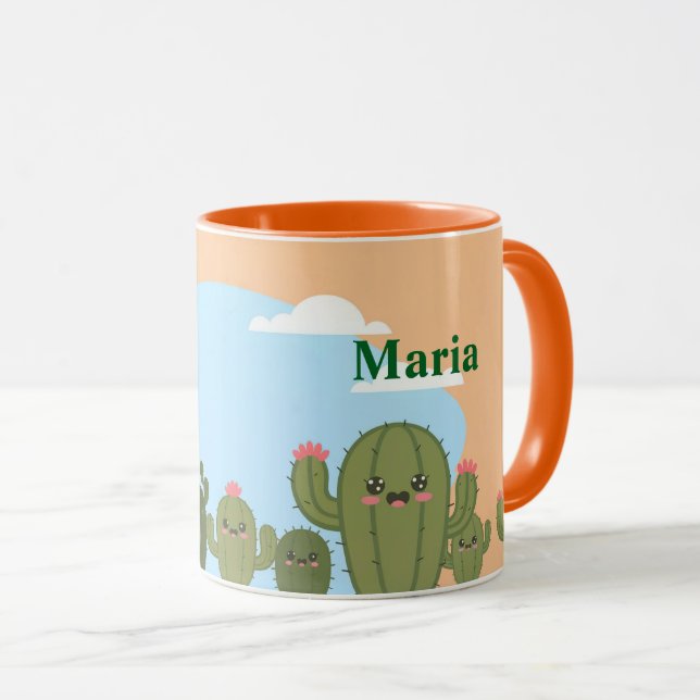 Cute Cacti Blå himmel Mugg (Framsida höger)