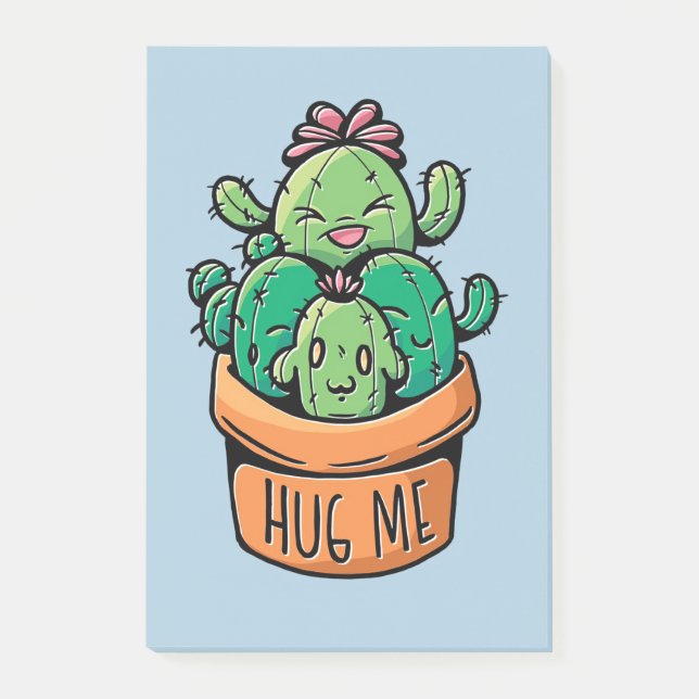 Cute Cacti Hug Me Post-it Block (Framsida)